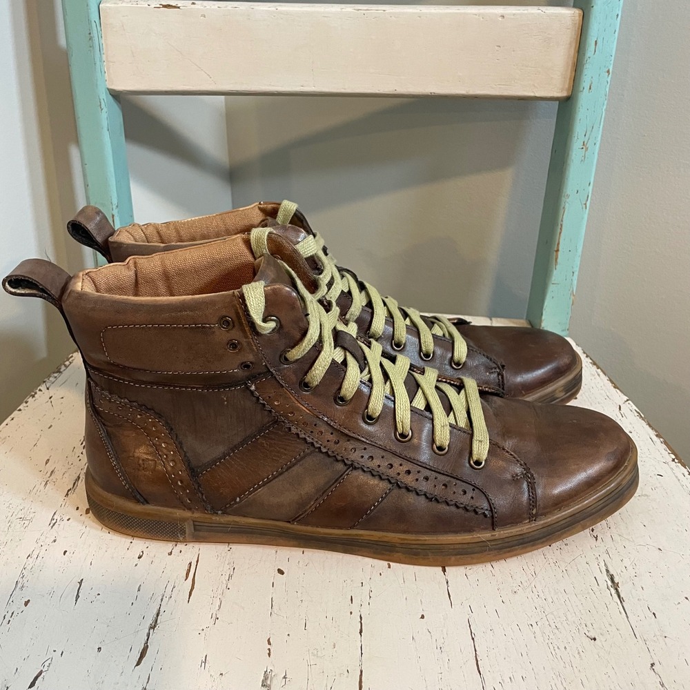 Bed Stu Brentwood Mens Brown Leather High Top Sneaker Boots Size 11 Brogue